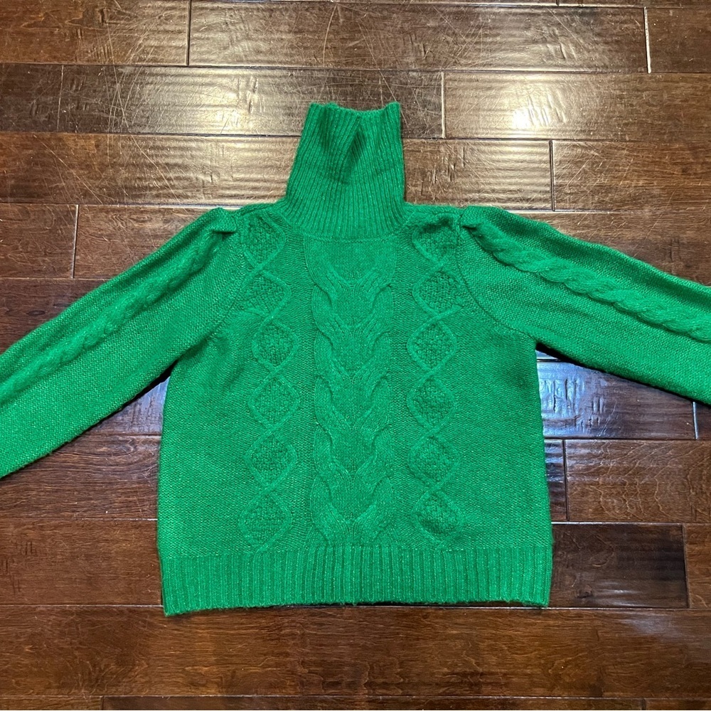 NWOT G by Giuliana Emerald Cable Knit Turtleneck Sweater